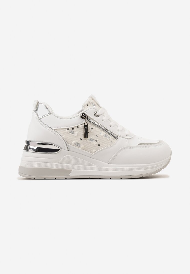 Sneakers Alb cu argintiu