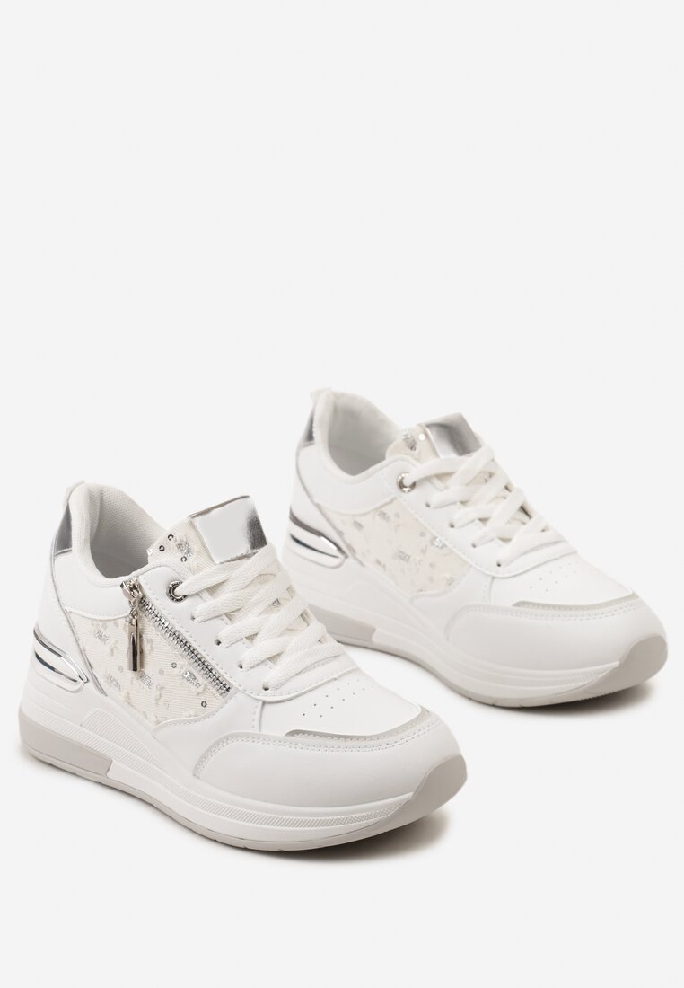 Sneakers Alb cu argintiu