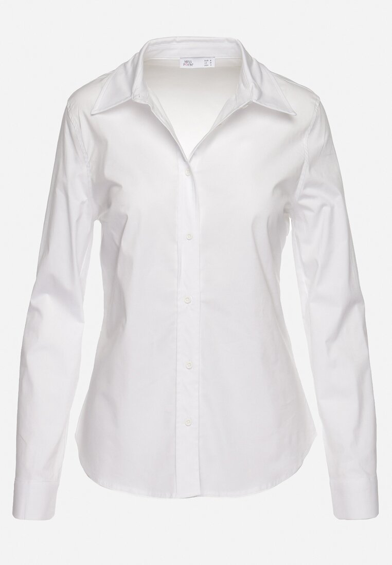 Biała Koszula z Bawełny z Długim Rękawem Zapinana na Guziki Moriva