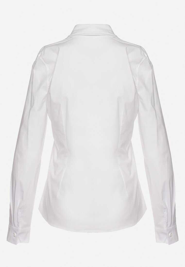 Biała Koszula z Bawełny z Długim Rękawem Zapinana na Guziki Moriva