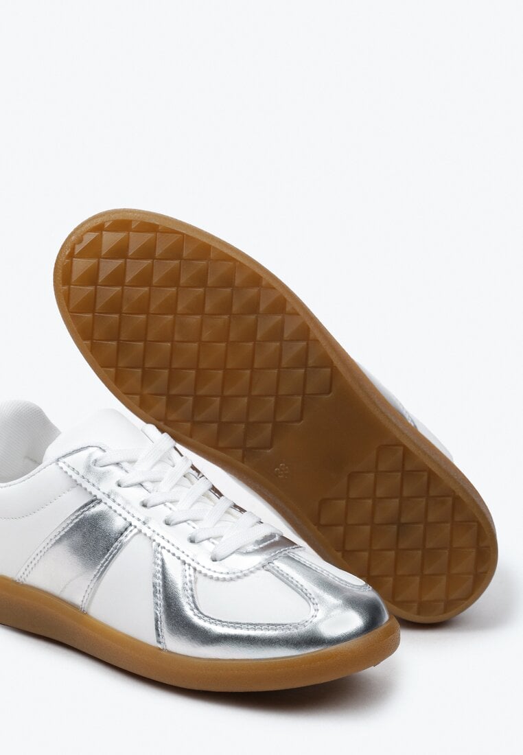Srebrno-Białe Sneakersy w Stylu Klasycznych Tenisówek Filtris