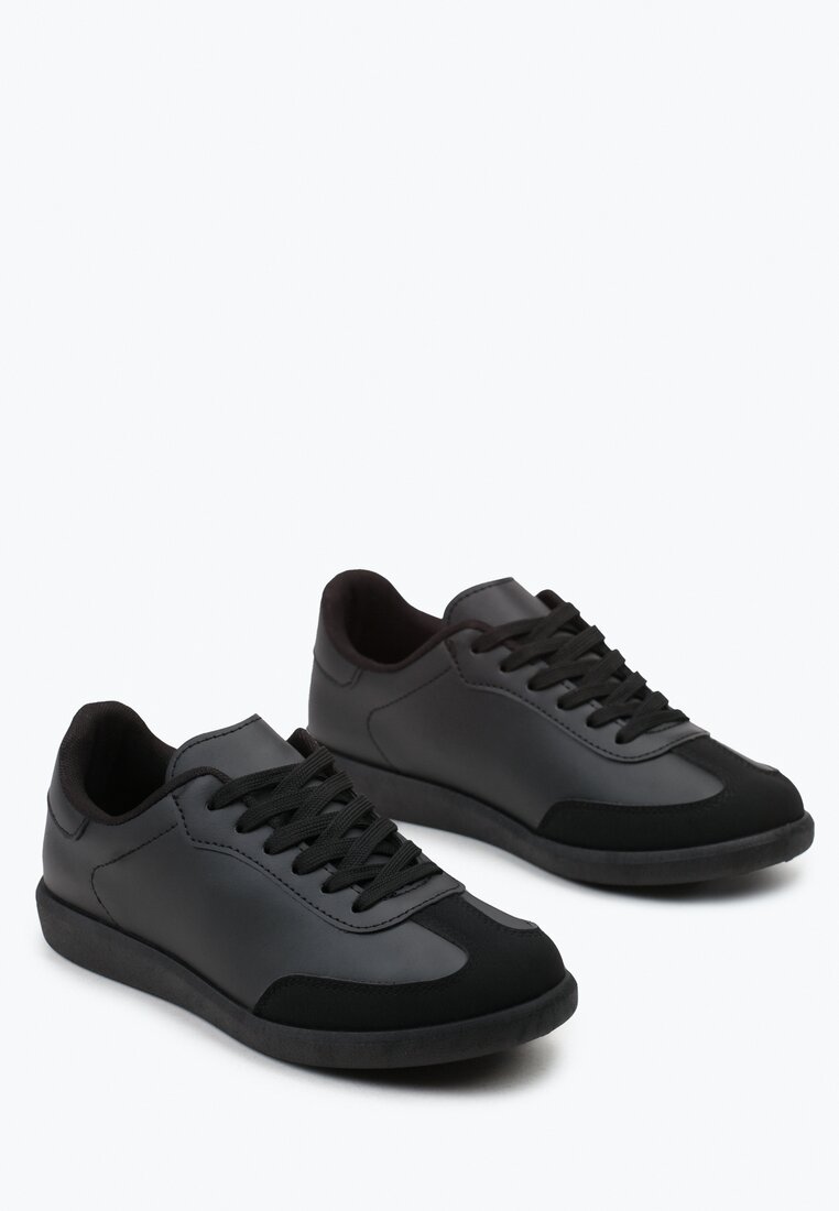 Czarne Sneakersy przed Kostkę Sznurowane Alestren