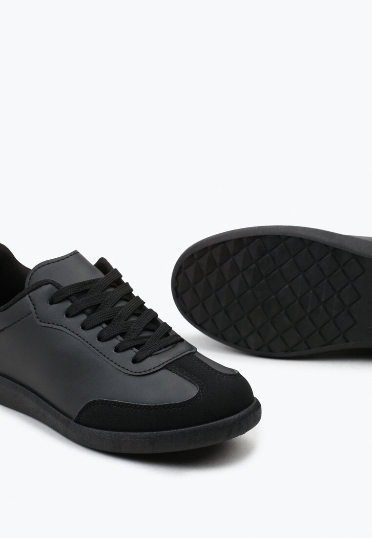 Czarne Sneakersy przed Kostkę Sznurowane Alestren