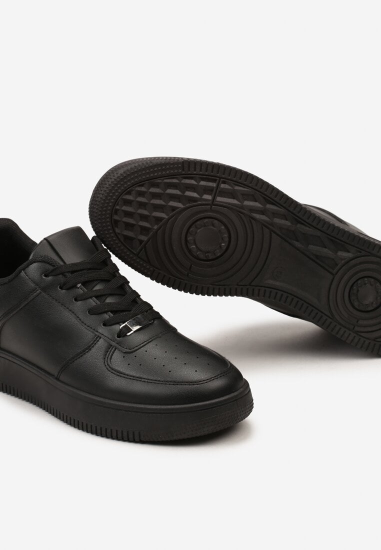 Czarne Sznurowane Buty Sportowe Sneakersy z Perforacją na Nosku Lucindias