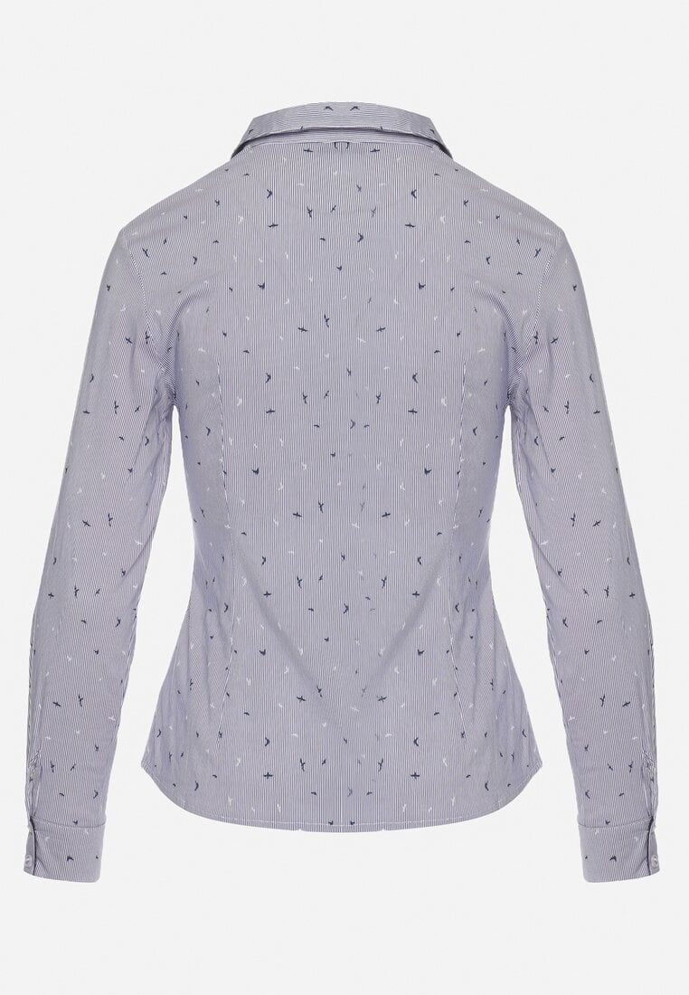 Granatowa Taliowana Koszula z Delikatnym Wzorem Brimenna