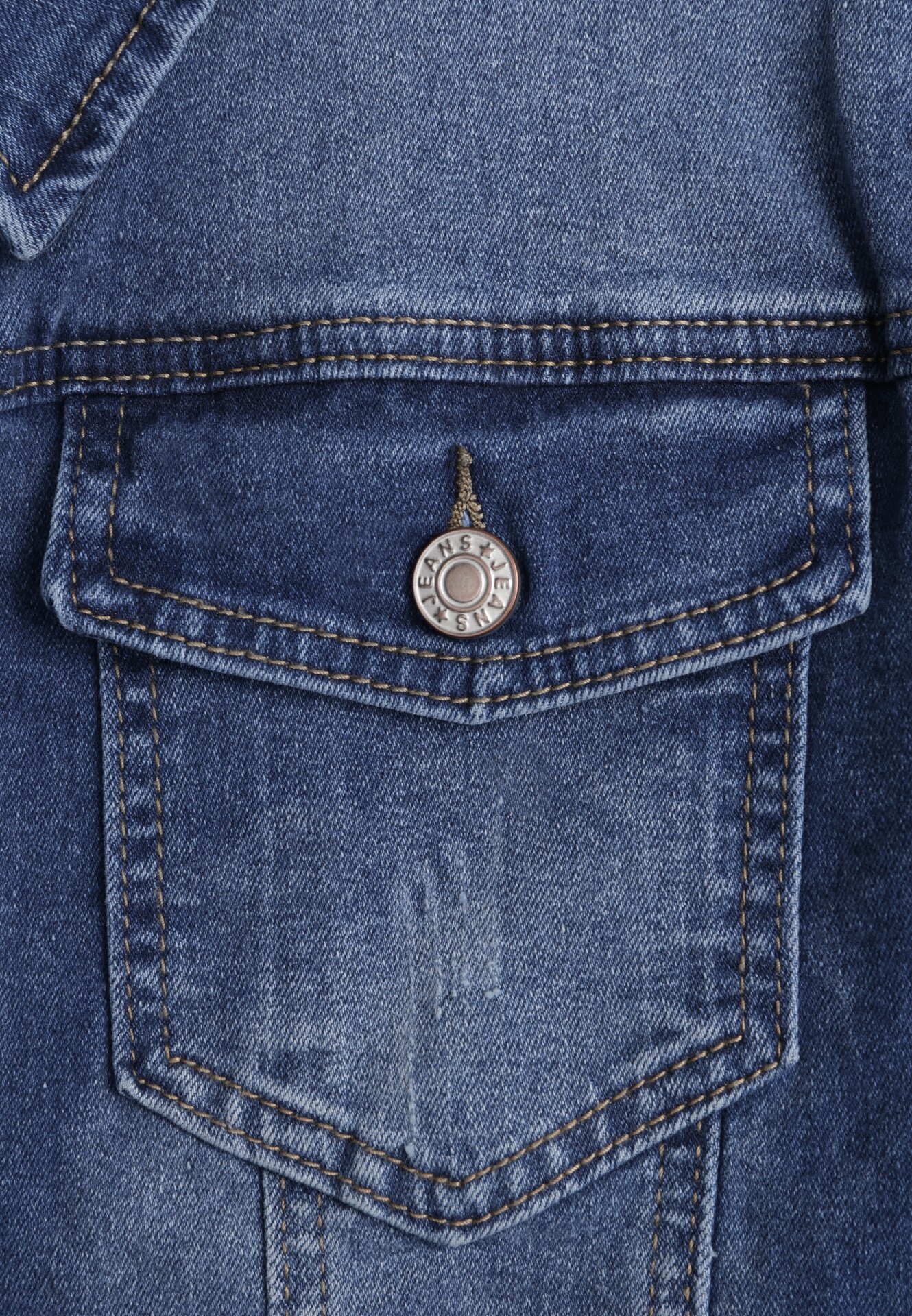 Granatowa Jeansowa Kurtka z Przetarciami i Kieszeniami z Klapami Hazelle