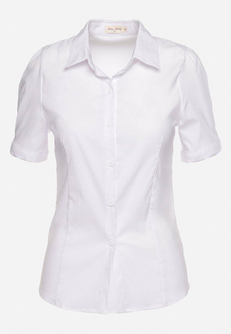 Biała Koszula z Krótkim Rękawem i Kołnierzykiem Zanelle