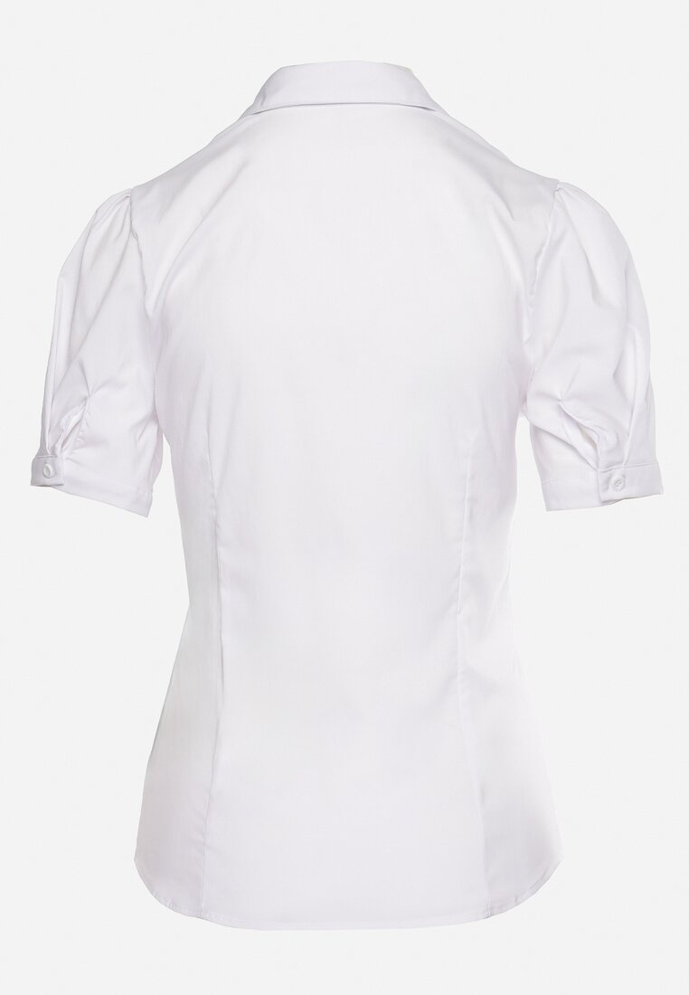 Biała Koszula z Krótkim Rękawem i Kołnierzykiem Zanelle