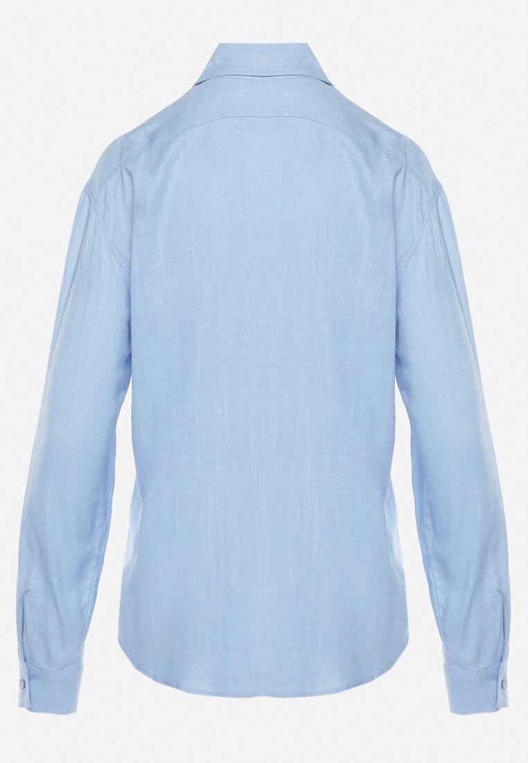 Niebieska Koszula o Klasycznym Fasonie z Lnem i Wiskozą Starisa