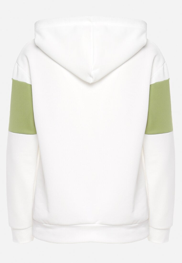 Biało-Zielona Bawełniana Bluza Zakładana Przez Głowę z Kapturem Getella