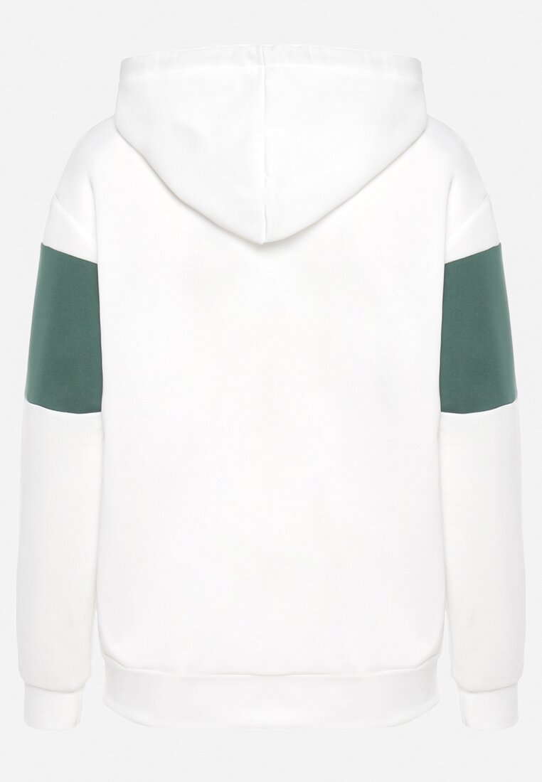 Biało-Zielona  Bawełniana Bluza Zakładana Przez Głowę z Kapturem Getella