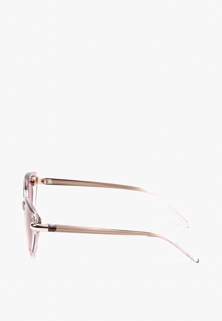 Beżowo-Różowe Okulary Przeciwsłoneczne Typu Kocie Oczy Adangirla