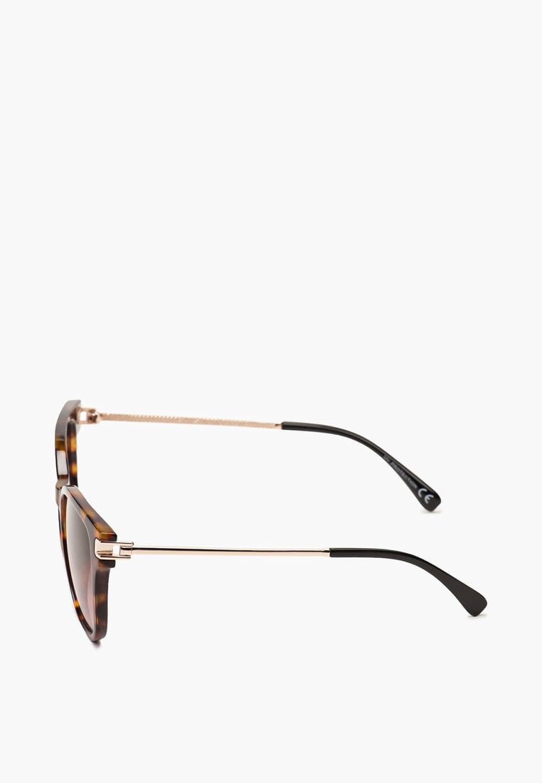 Ciemnobrązowe Okulary Przeciwsłoneczne z Metalowymi Zausznikami Attevapi