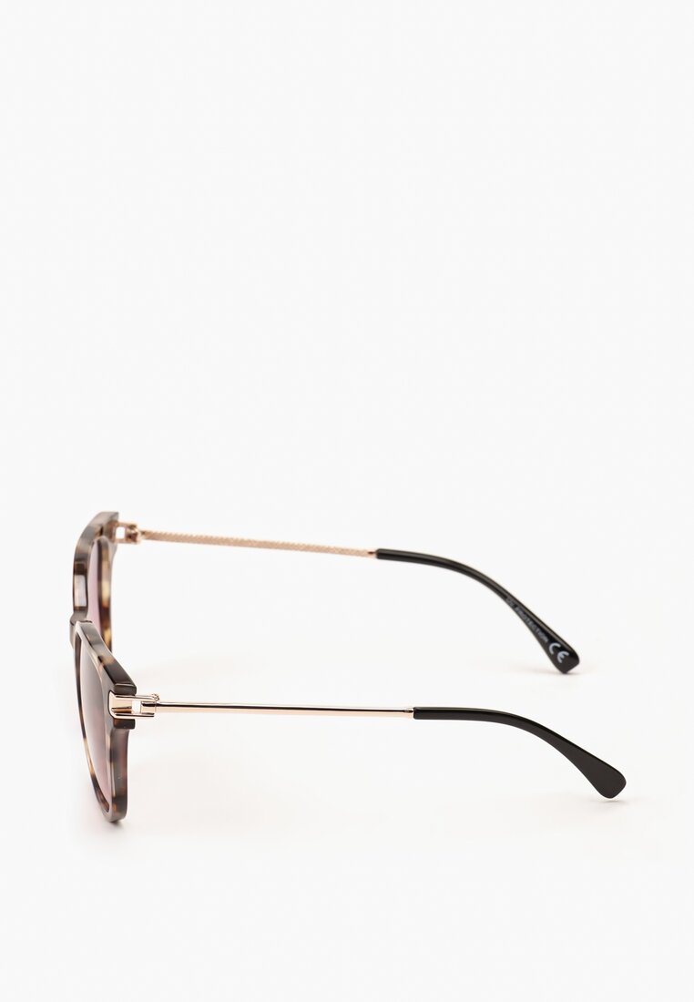 Ciemnobeżowe Okulary Przeciwsłoneczne z Metalowymi Zausznikami Attevapi