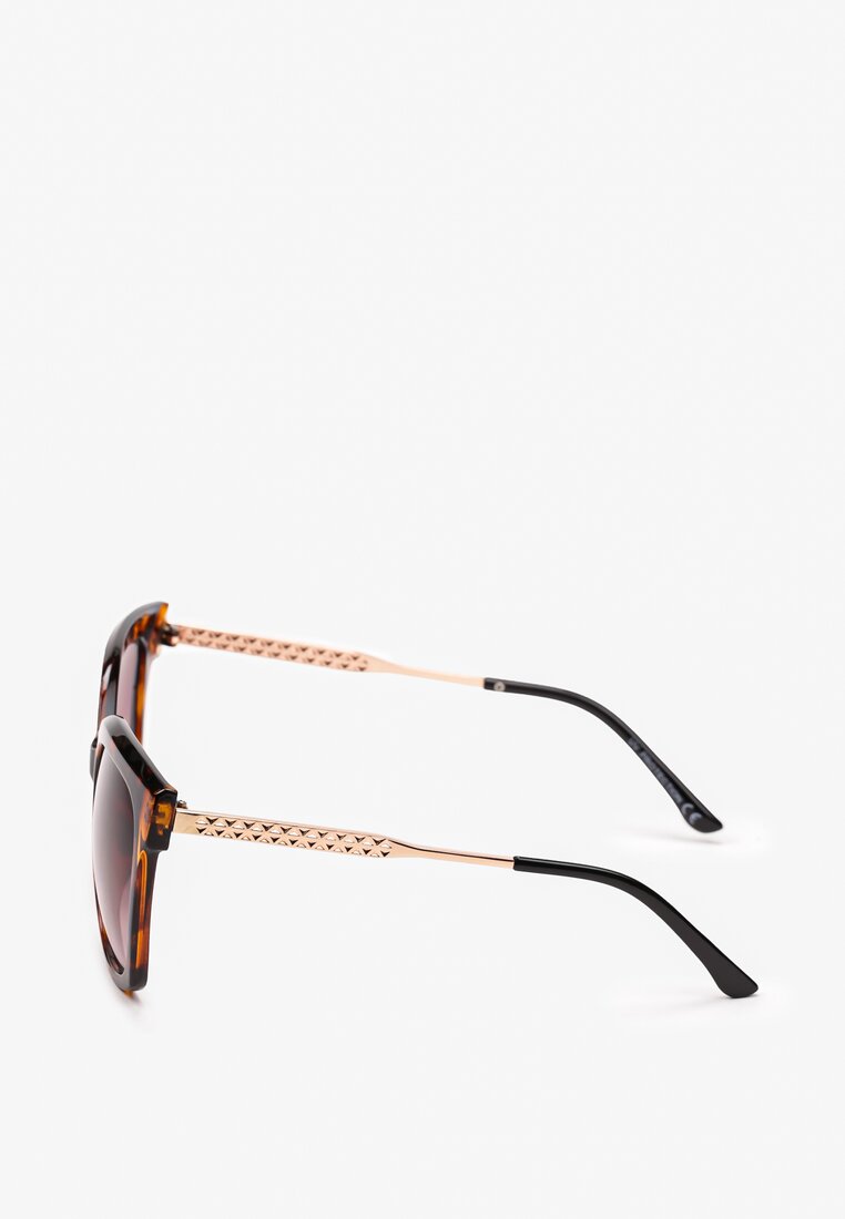Brązowe Klasyczne Okulary Przeciwsłoneczne z Ozdobnymi Oprawkami Atlia