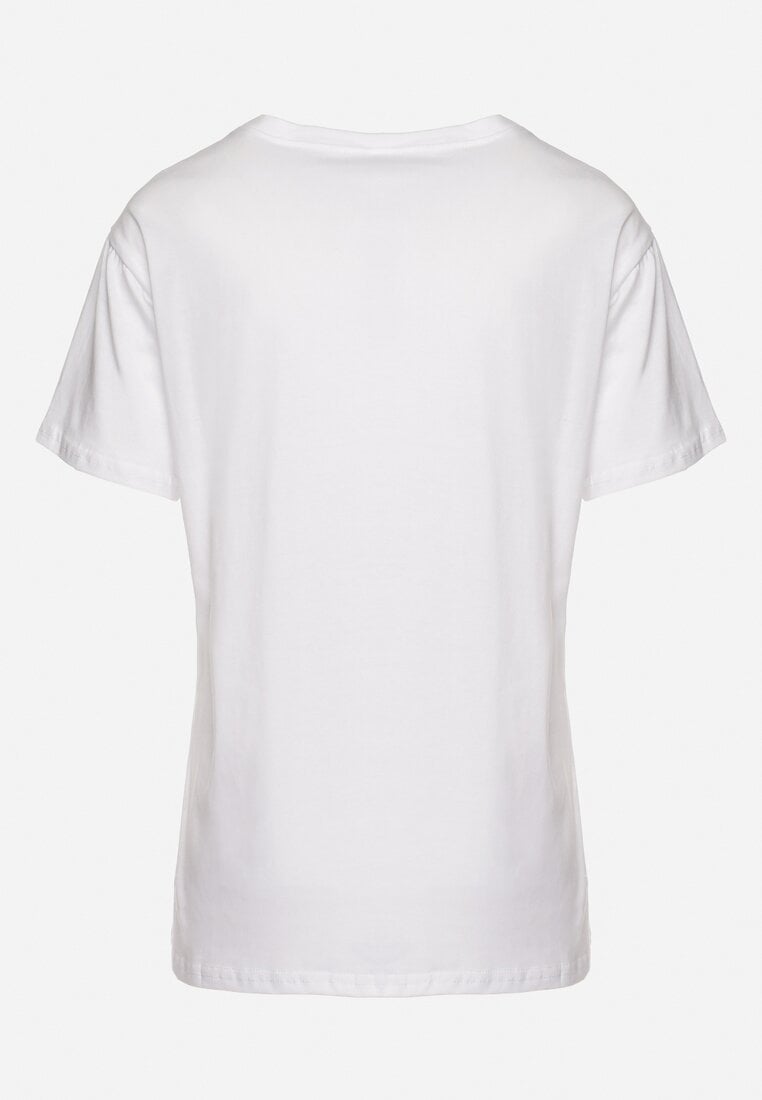 Biały T-shirt Ozdobiony Kolorowymi Cyrkoniami Wiadea