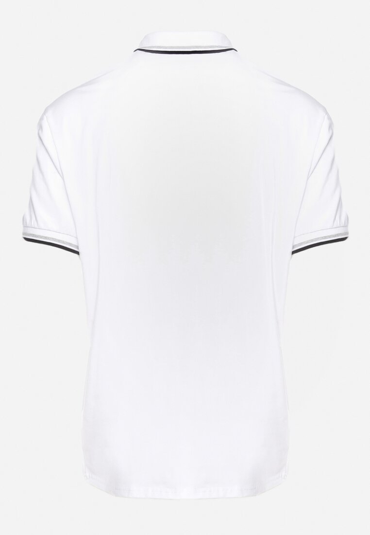 Biała Koszulka o Fasonie Polo z Guzikami Timarie