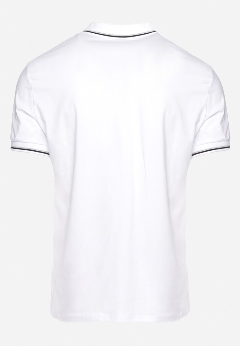 Biała Bawełniana Koszulka Polo z Krótkim Rękawem i Kołnierzykiem Ozdobiona Paskami Vinneli
