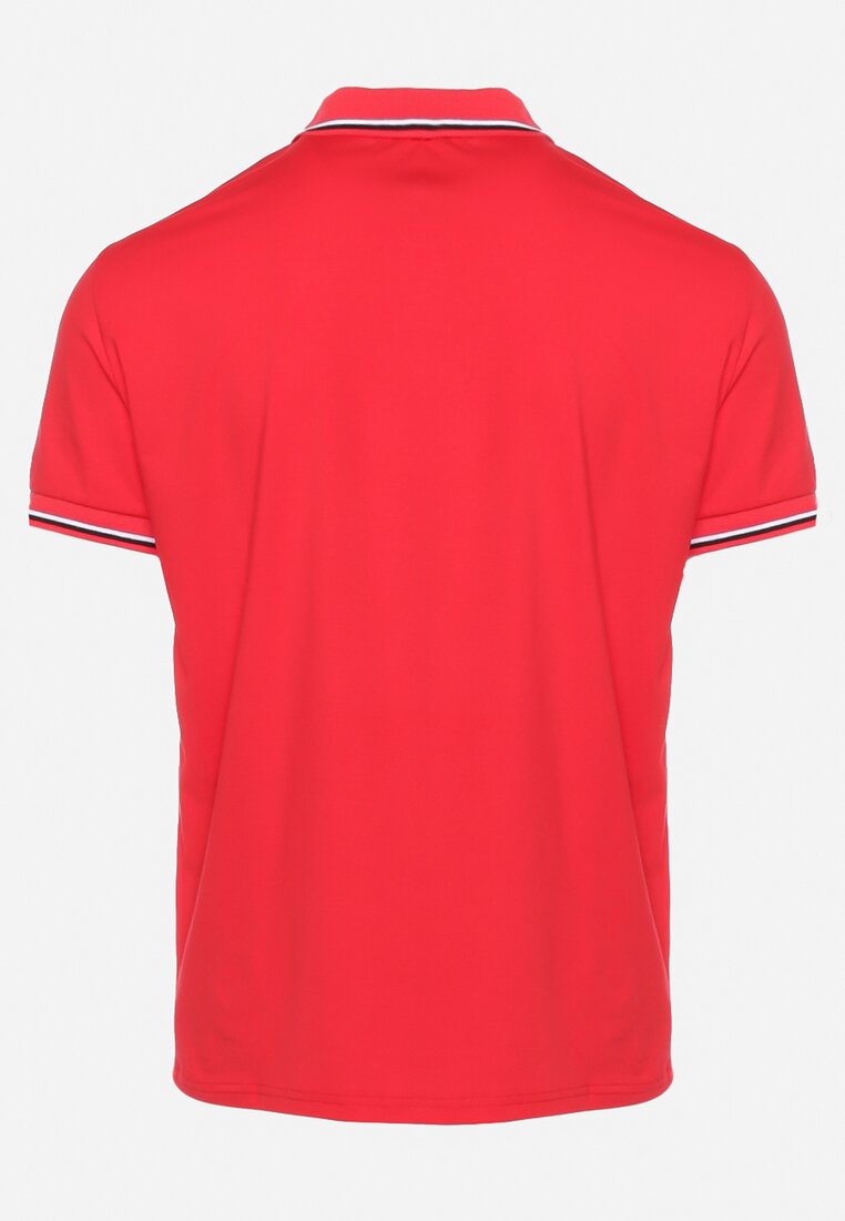 Czerwona Bawełniana Koszulka Polo z Krótkim Rękawem i Kołnierzykiem Ozdobiona Paskami Vinneli
