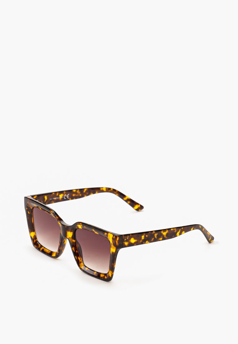 Ciemnobrązowe Okulary Przeciwsłoneczne Kwadratowe z Grubymi Oprawkami Bikoriala