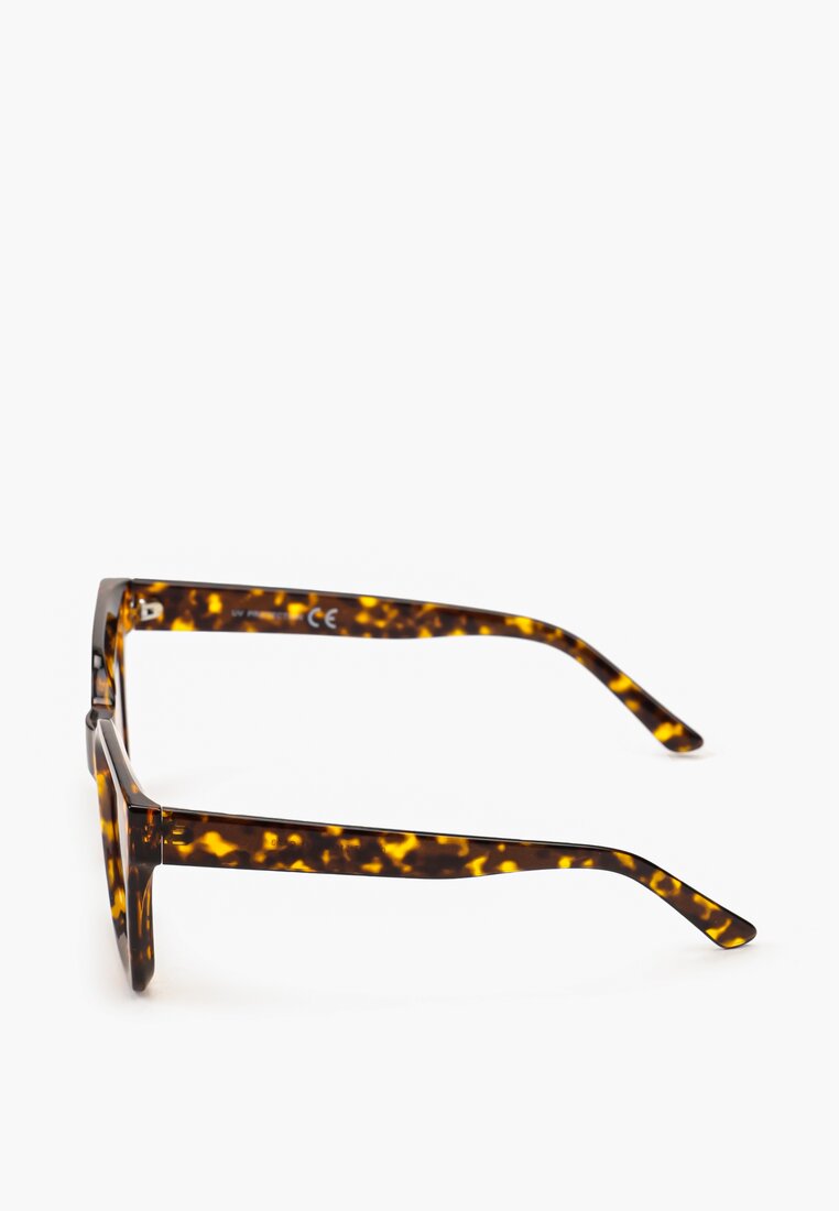 Ciemnobrązowe Okulary Przeciwsłoneczne Kwadratowe z Grubymi Oprawkami Bikoriala