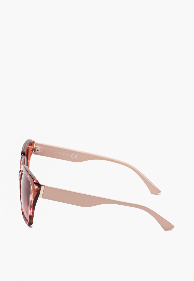Beżowe Okulary Przeciwsłoneczne Kocie Oko z Filtrem UV Umbina