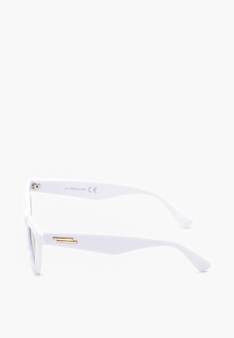 Białe Okulary Przeciwsłoneczne z Grubymi Oprawkami Typu Kocie Oko Cariamia