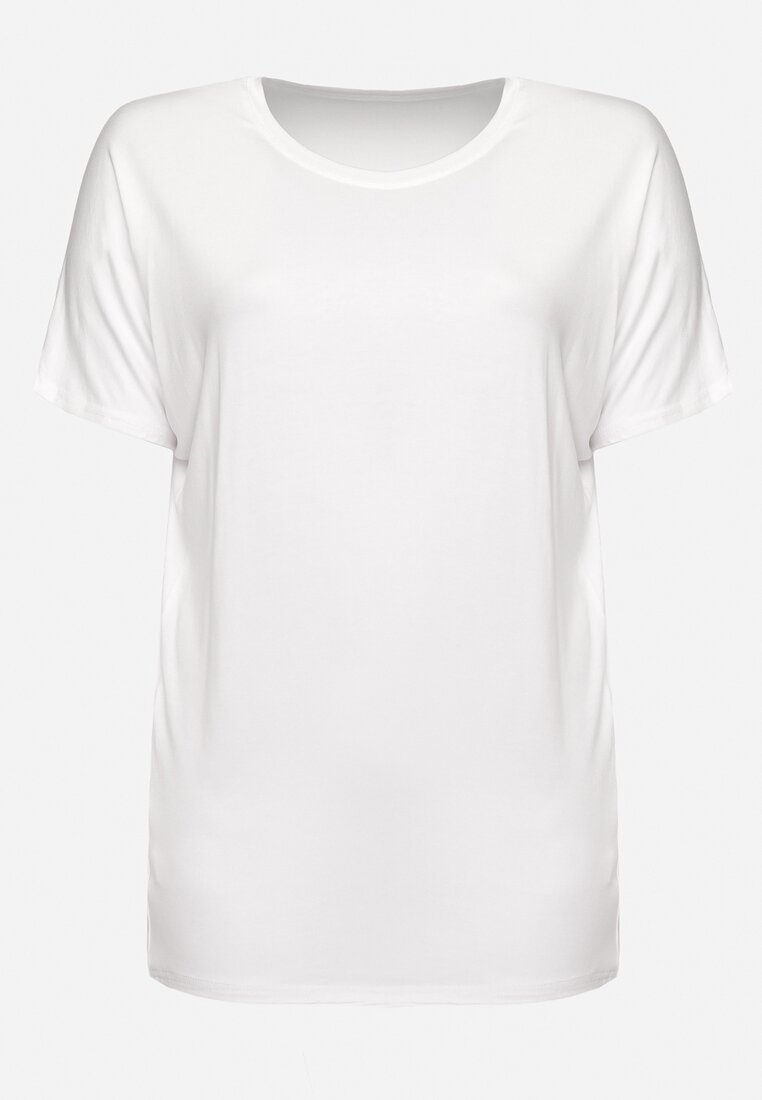 Biały T-shirt z Rękawami w typie Nietoperza Salilena