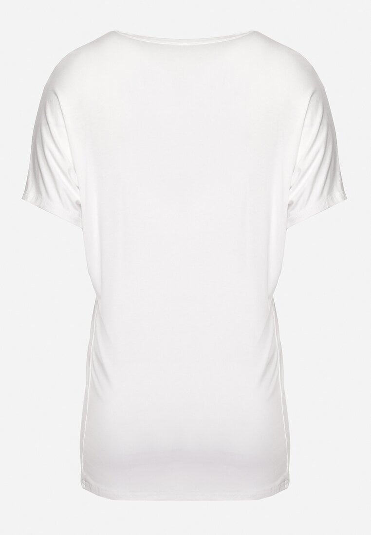 Biały T-shirt z Rękawami w typie Nietoperza Salilena