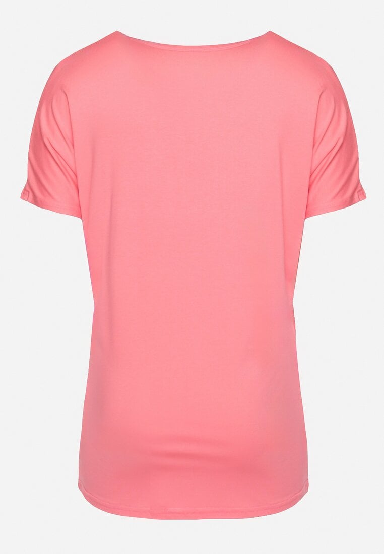 Różowy T-shirt z Rękawami w typie Nietoperza Salilena