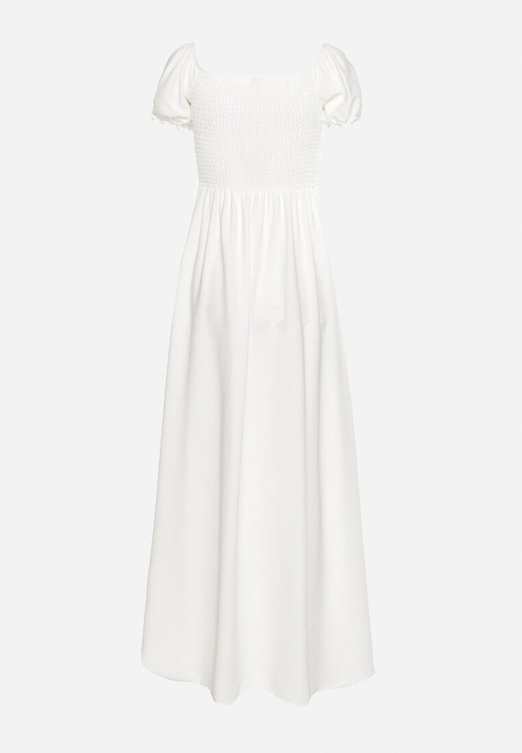 Biała Rozkloszowana Sukienka z Elastyczną Górą i Gumką w Talii Aliexava