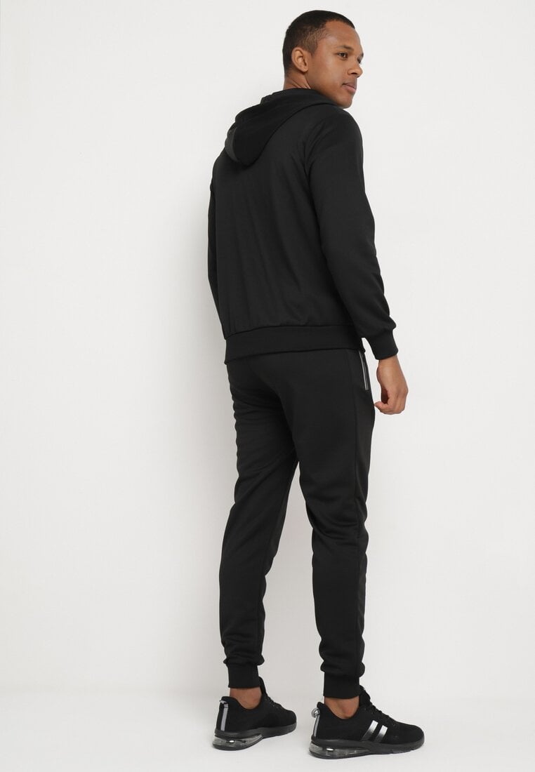 Czarny Komplet Dresowy Bluza z Kapturem i Spodnie Joggery Liorana