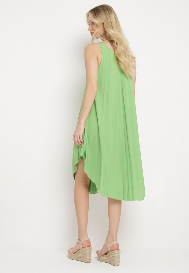 Zielona Rozkloszowana Sukienka z Bawełny Tesaxelle