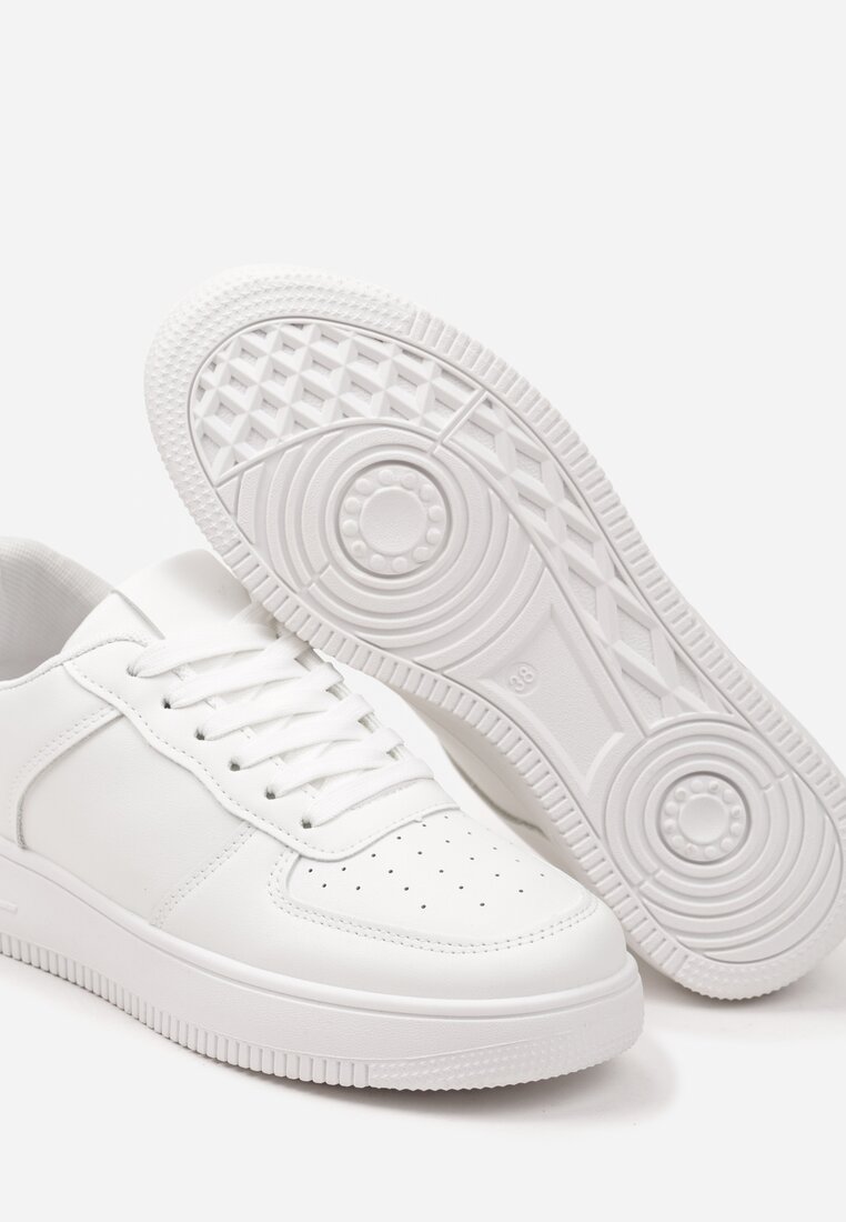 Białe Sneakersy do Kostki z Imitacji Skóry ze Sznurowaniami Maiva