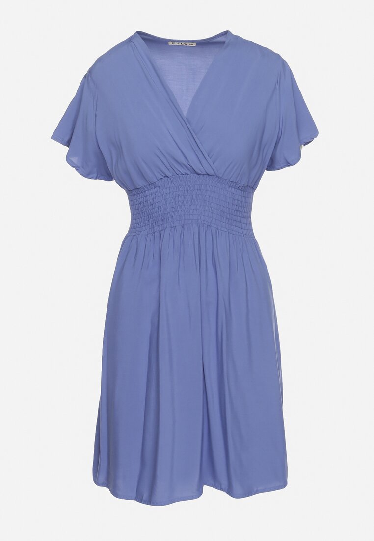 Niebieska Sukienka z Wiskozy Saede