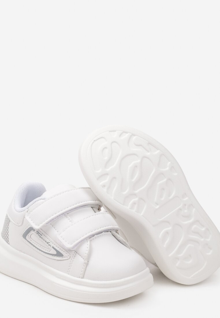 Białe Buty Sportowe Sneakersy z Rzepami i Ozdobnym Zapiętkiem Limosa