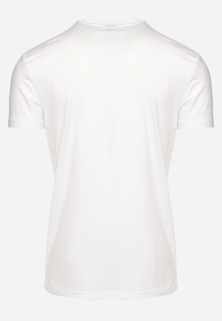 Biała Bawełniana Koszulka T-shirt z Krótkim Rękawem i Nadrukiem Hadiana