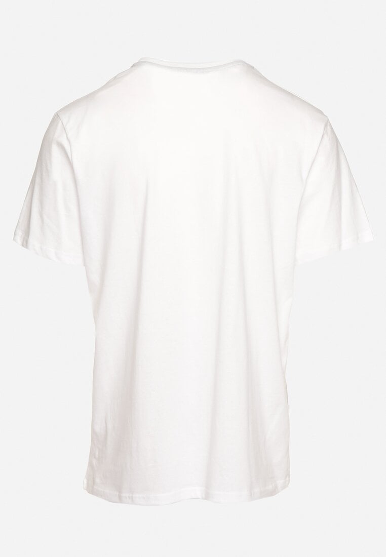 Biała Bawełniana Koszulka z Krótkim Rękawem i Ozdobnym Nadrukiem Lovetta