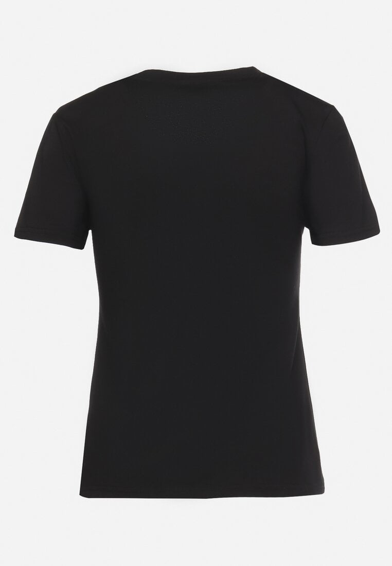 Czarny T-shirt z Bawełny z Krótkim Rękawem i Nadrukiem Tiaressa