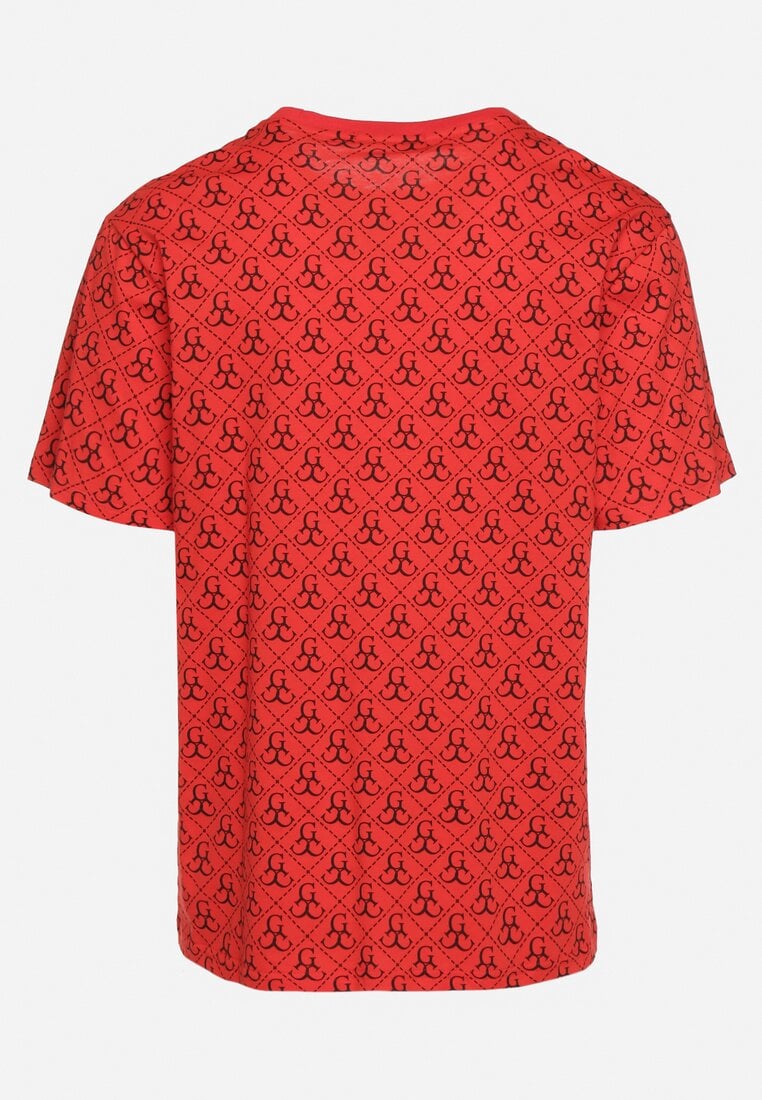 Czerwona Bawełniana Koszulka z Krótkim Rękawem i Nadrukiem Timamie