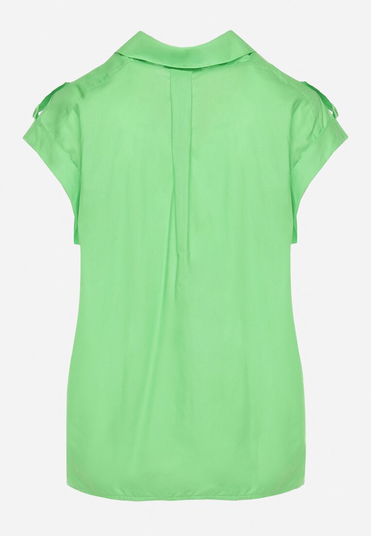 Zielona Bawełniana Koszula bez Rękawów Zapinana na Guziki Xanessi