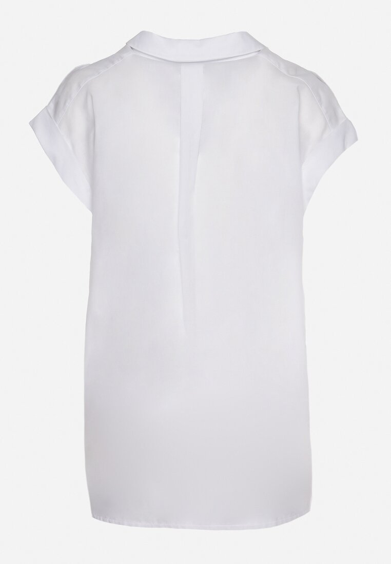 Biała Bawełniana Koszula bez Rękawów Zapinana na Guziki Xanessi