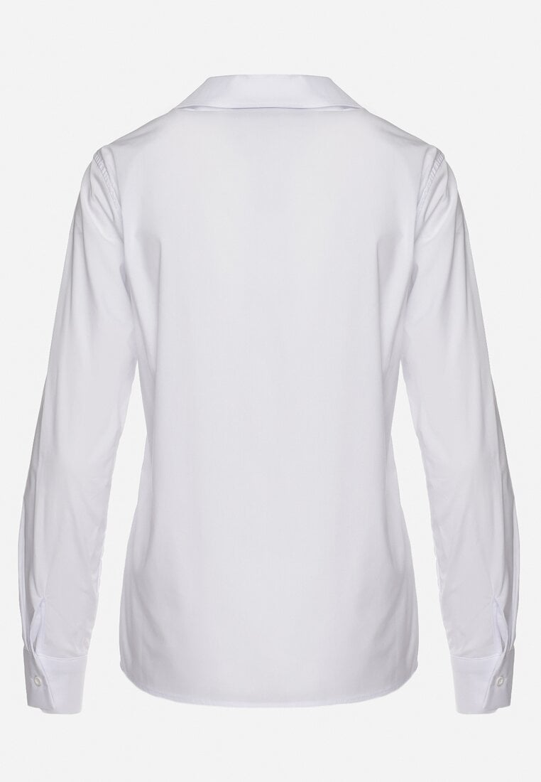 Biała Bawełniana Koszula z Długim Rękawem i Guzikami Vlalora