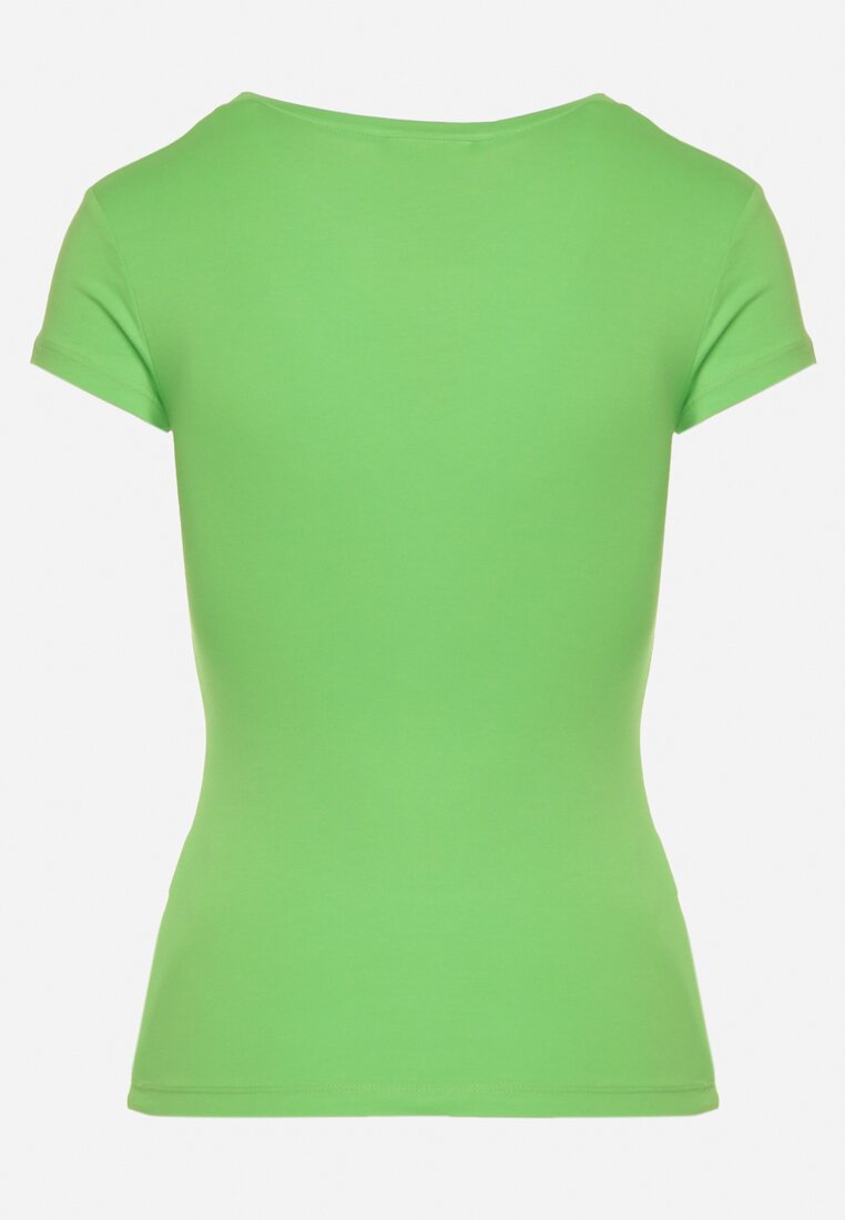 Jasnozielony Bawełniany T-shirt z Ozdobnym Nadrukiem Ianestra