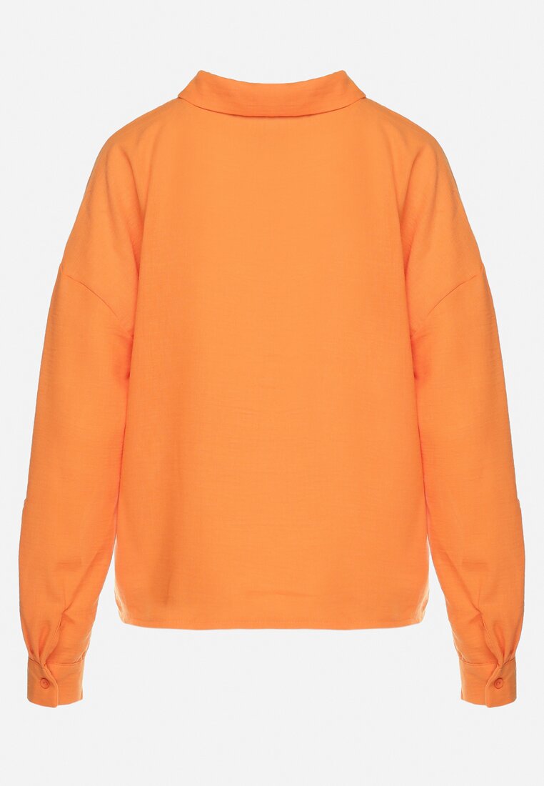 Pomarańczowa Koszula z Długim Rękawem Zapinana na Guziki Glaxia