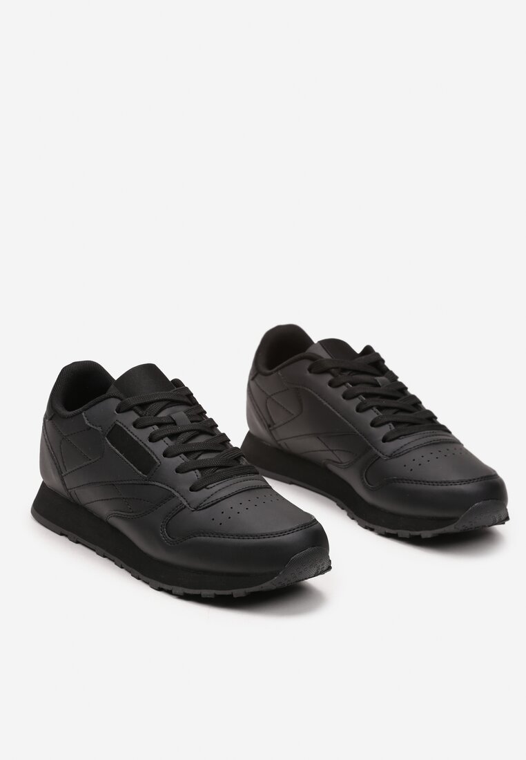 Czarne Klasyczne Sneakersy Sznurowane przed Kostkę Effisia