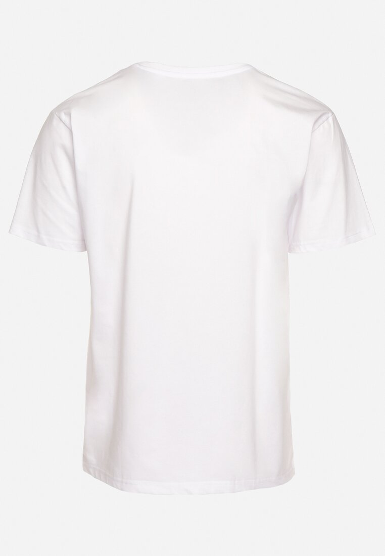 Biała Koszulka Bawełniana z Dużym Nadrukiem Ercia