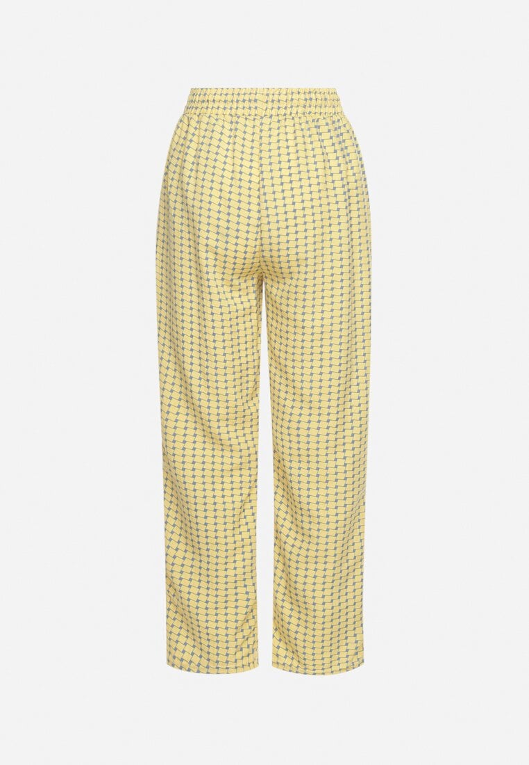 Żółte Spodnie w Geometryczny Print z Wysokim Stanem Lolla