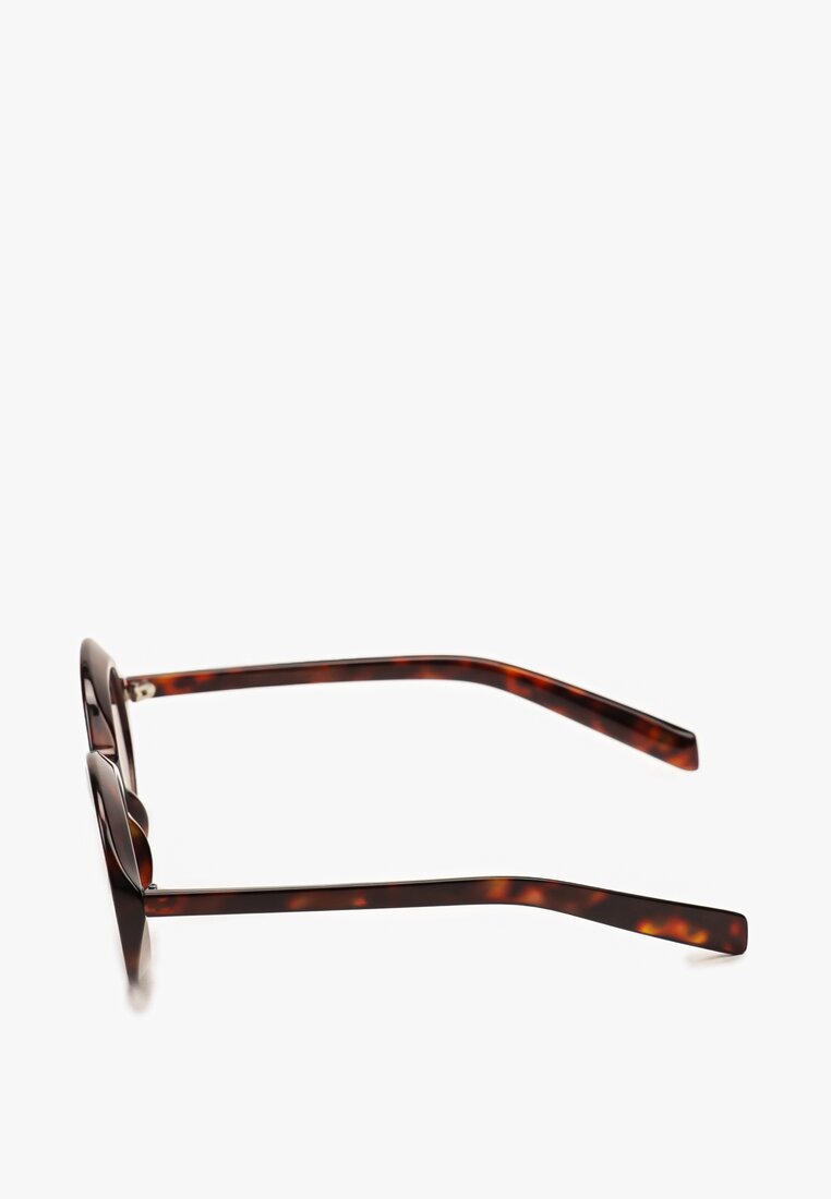 Brązowe Okulary Przeciwsłoneczne Okrągłe z Grubymi Oprawkami Tleama