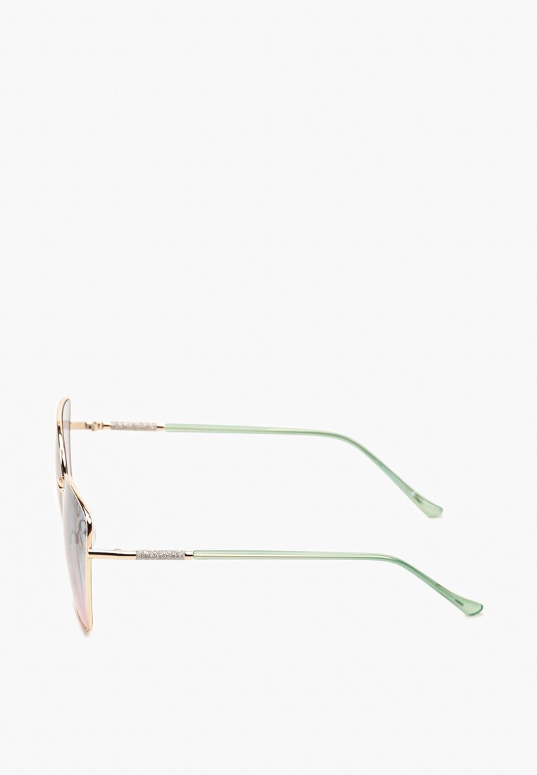 Zielone Okulary Przeciwsłoneczne z Cieniowanymi Szkiełkami i Cienkimi Oprawkami Civara